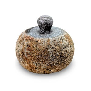 STONE SPICE JAR, Lidded Rock Bowl, Bathside Spa Jar, Spice Pinch Pot, Stone Tea Jar, Stone Salt Cellar, Rustic Spice Holder, Stone Stash Box