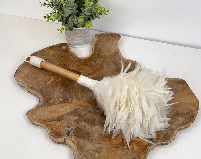 WHITE FEATHER DUSTER, Indonesia Decorative Feather Duster, Bamboo