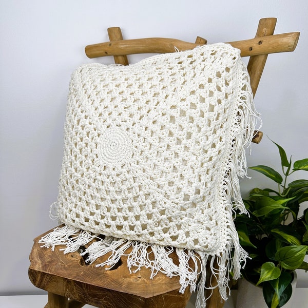 WEAVED CUSHION COVER, Handwoven Cushion, Chair Cushion Cover, Knit Pillow Cover, Knitted Pillow Cover, Macrame Pillow Cover, Tassel Pillow