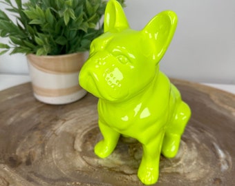 NEON FRENCHIE DOG, Frenchie Sculpture, Frenchie Figurine, Frenchie Statuette, Frenchie Lovers Gift, Frenchie Garden Decor, Frenchie Ornament