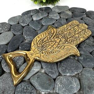 Brass Hamsa Bottle Opener: Golden Boho Barware