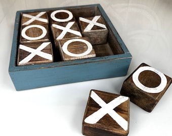 TIC TAC TOE Game, Boho Board Game, Rustic Tic Tac Toe,  Colorful Board Game