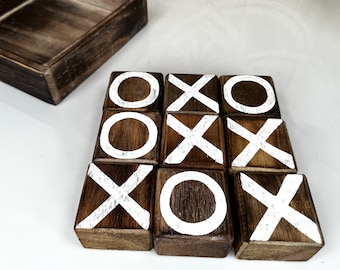 HANDMADE BOARD GAME, Boho Board Game, Rustic Tic Tac Toe,  Colorful Board Game