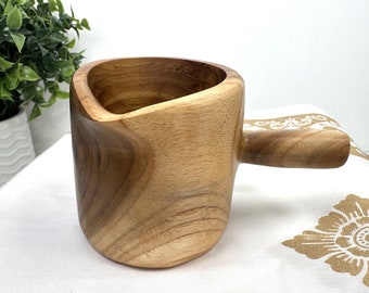 TEAKWOOD CREAMER CUP, Solid Wood Jug, Syrup Dispenser,  Mini Milk Carafe, Wood