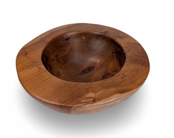 Natural Teak Wood Bowl: Large Carved Root Wood, Bohemian Decor