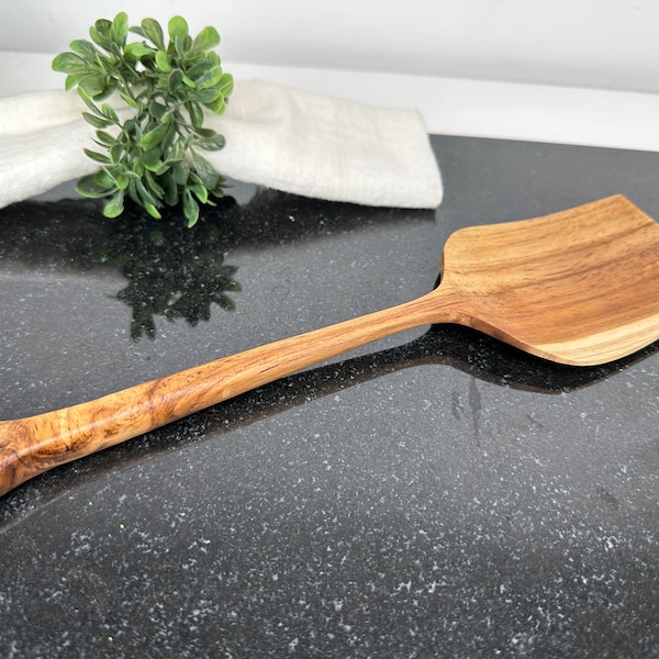 HAND-CARVED SPATULA Set, Wood Mixing Utensil, Kitchen Spatula, Teak Wood Utensil, Short Handle Spatula, Asian Wood Spatula, Cooking Spatula