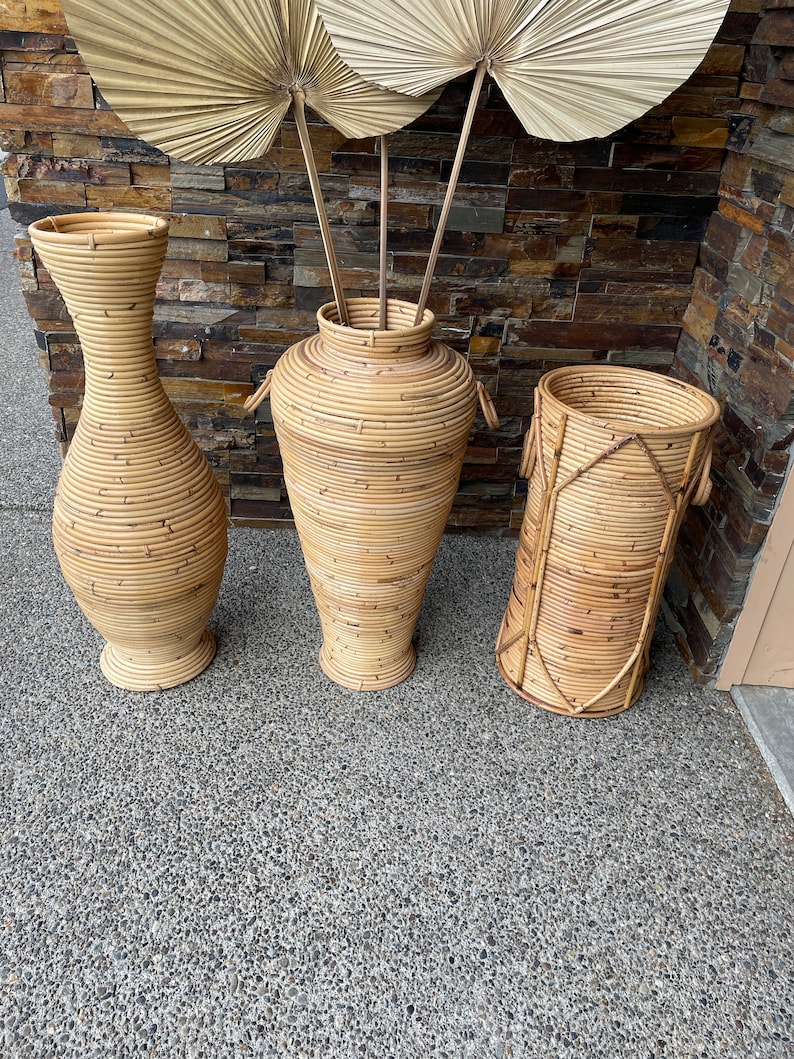 RATTAN FLOOR VASES Bamboo Floor Vases Tall Floor Vases Wood Etsy