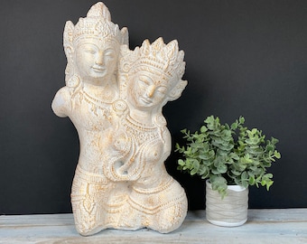 RAMA-SHINTA STATUE,  Oriental Garden Stone Statue, East Asia Yard Stone Statue, Zen Garden Accent Sculpture, Asian Garden Statuette