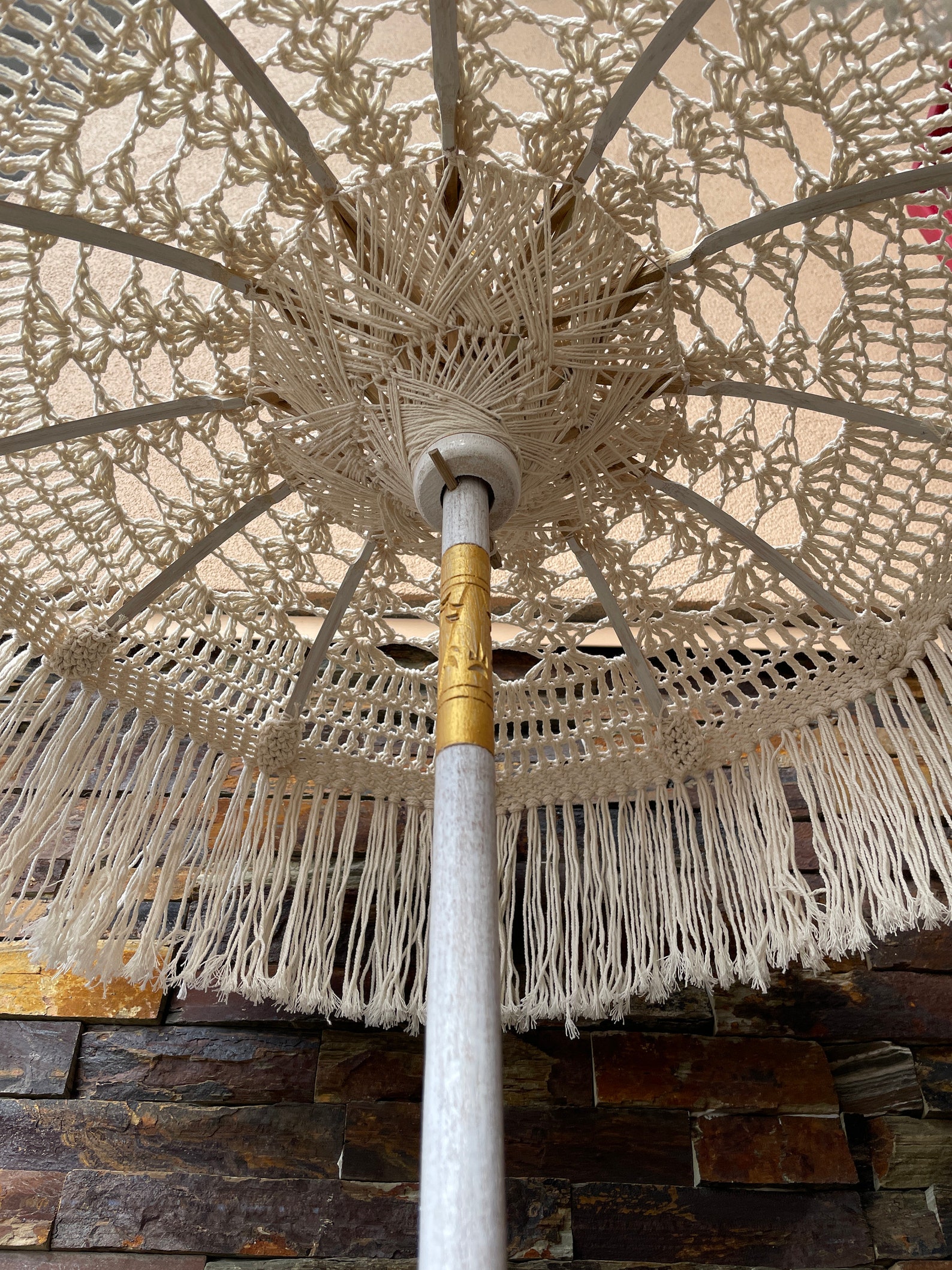MACRAME TABLETOP UMBRELLA Balinese Umbrellas Wedding Etsy