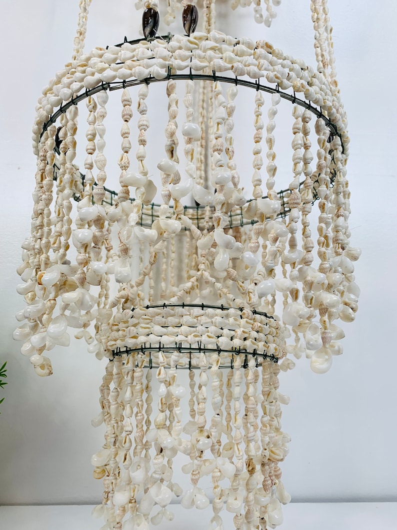 BOHO SHELL HANGING Shell Light Fixture Shell Light Pendant Etsy