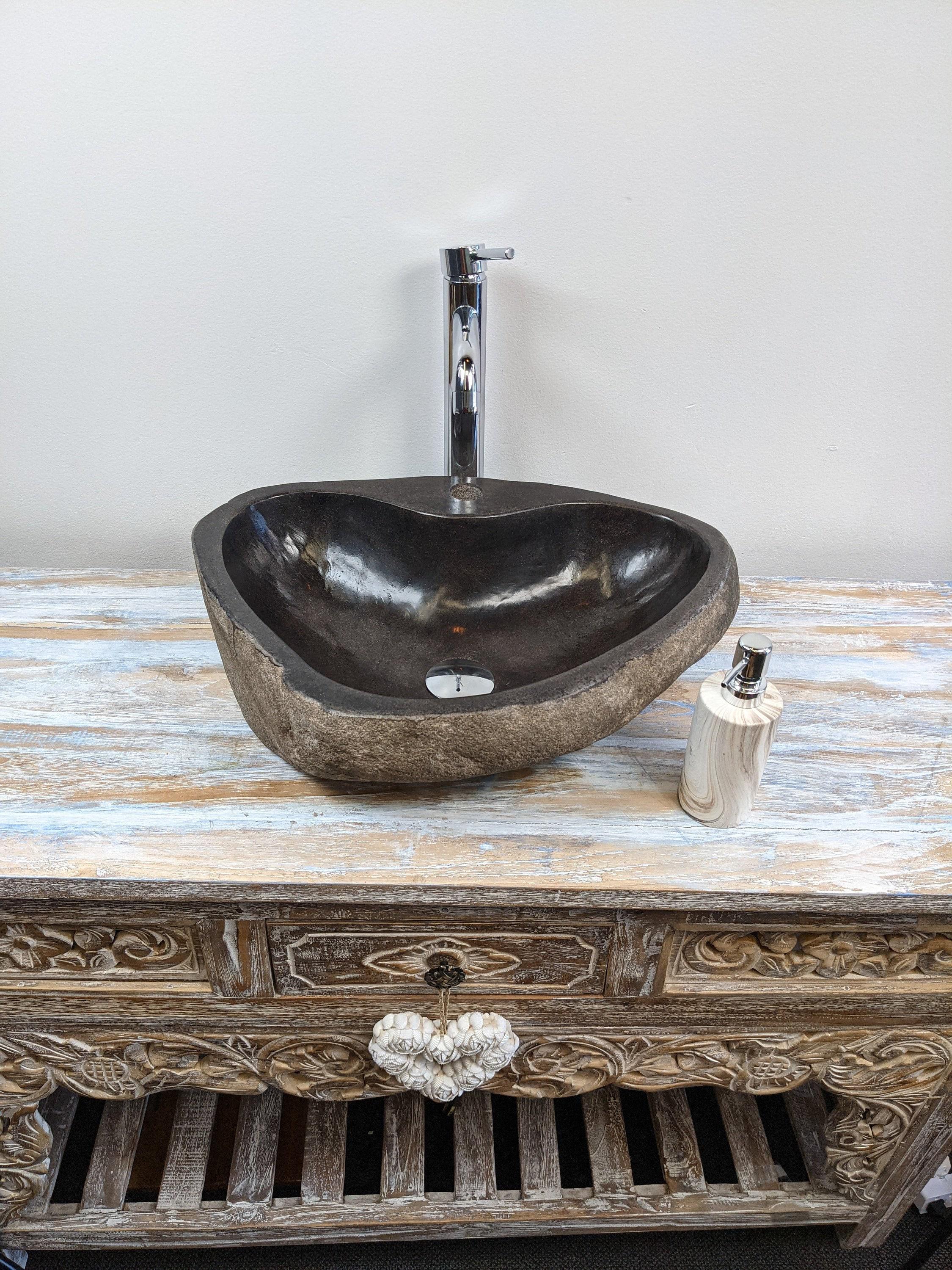 NATURAL STONE SINK, Vessel Sinks, River Stone Vessel Sinks, Stone Table Top Sinks, Stone Vessel Sinks, Stone Wash Basins, Polished Rock Sink