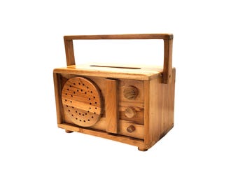 Wooden Tissue Box, Vintage Radio Tissue Box, Handcrafted Tissue Box, Teak Tissue