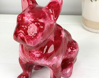 FRENCHIE RESIN DOG, Pitbull Statue, Pet Statue, Frenchie, French Bull Dog, Bulldog Ornament, French Bulldog Figurine, Dog Garden Decor
