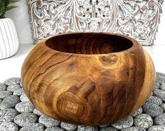 ASIAN WOOD BOWL, Bali Teak Bowl, Teak Fruit Bowl, Rice Wood Bowl, Artisan