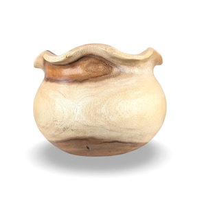 Large Teak Vase, Teak Vase, Live Edge Teak Vase, Round Teak Vase
