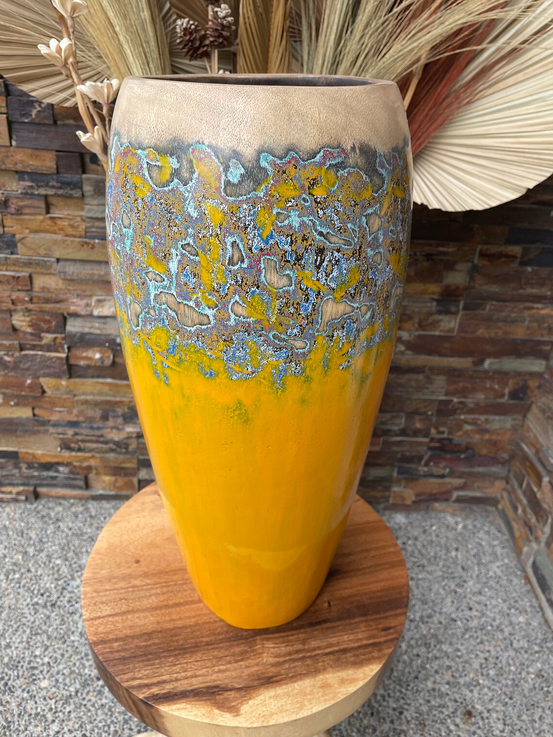 TALL WOOD VASE Entryway Vase Decorative Vases Artistic Etsy