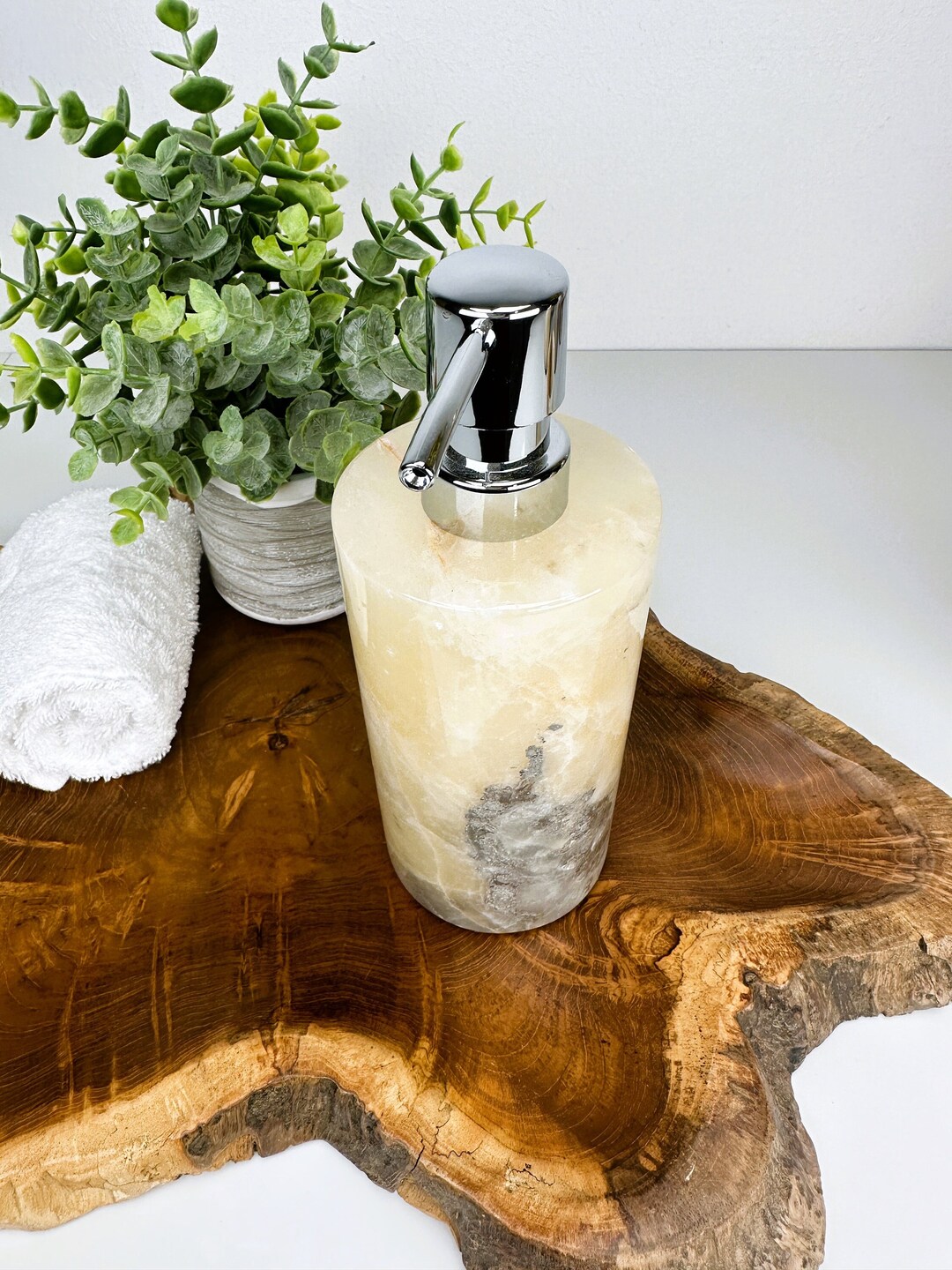 STONE SOAP DISPENSER, White Onyx Soap Dispenser, Stone Lotion Pump