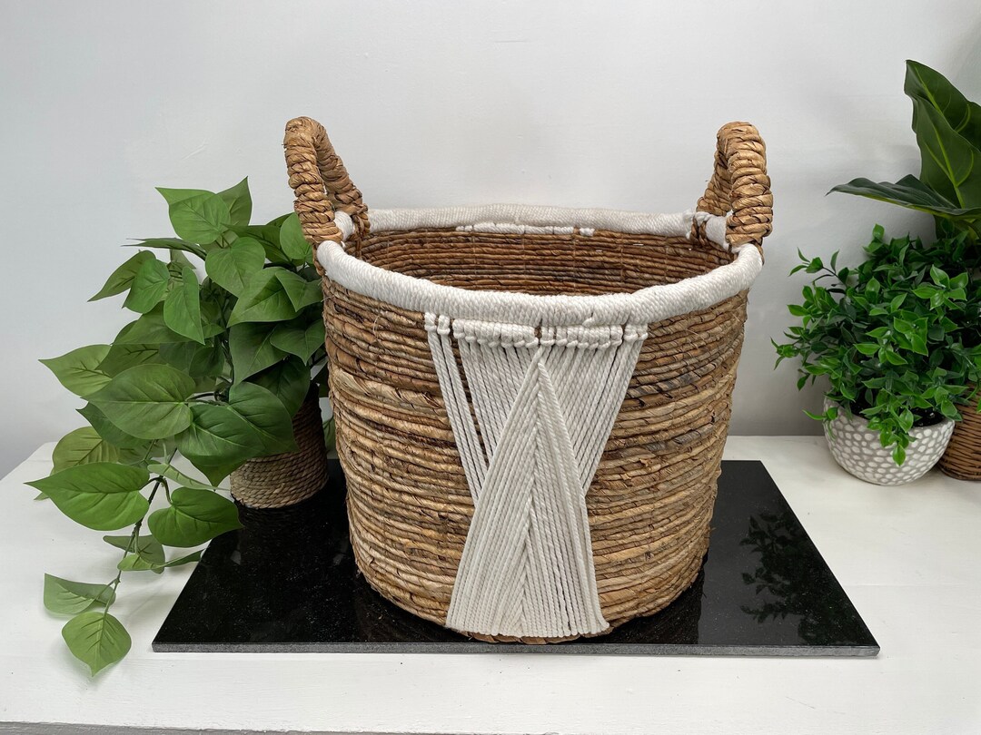 BOHO WOVEN BASKET, Woven Storage Basket, Seagrass Tote Basket, Woven ...
