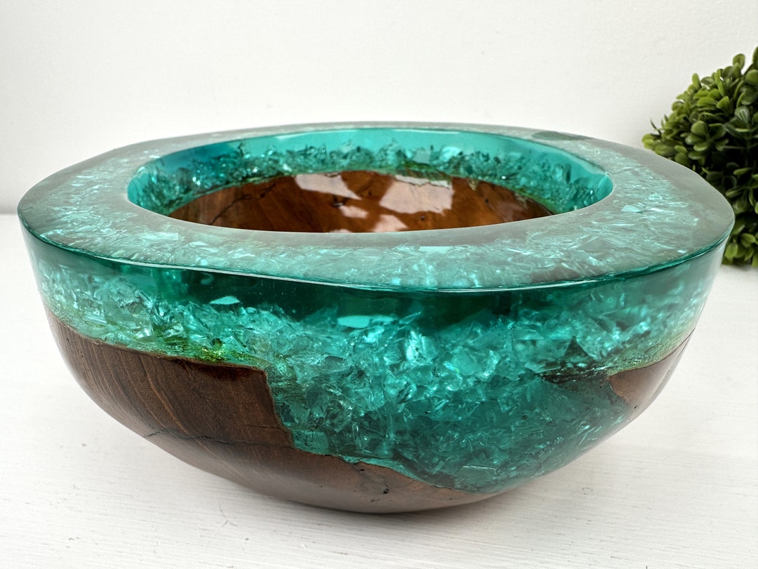 NATUAL WOOD BOWL, Teak Wood Bowl, Resin Dish, Turned Wood Bowl, Solid