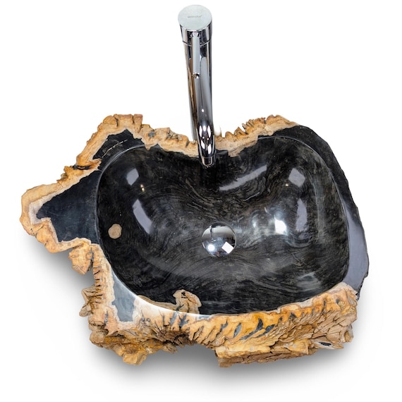 ORGANIC WOOD VESSEL, Raw Edge Wood Sink, Live Edge Wood Sink