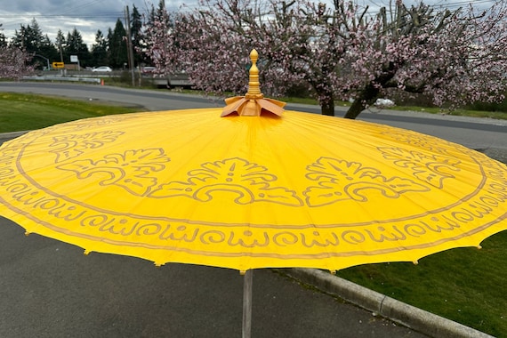 PAPER WAXED Umbrella, Yellow Pool Umbrella, Boho Umbrella, Garden Umbrella