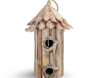 Hanging Driftwood Birdhouse, Handcrafted Driftwood Birdhouse, Driftwood Bird Box