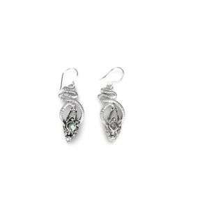 Sterling Silver Snake Earrings: Bali Filigree Bohemian Jewelry