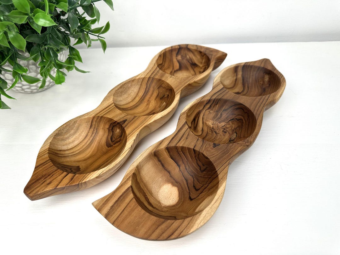 Diffing Tray Sectioned Wood Dipping Tray: Rustic Condiment Appetizer Plate - Etsy