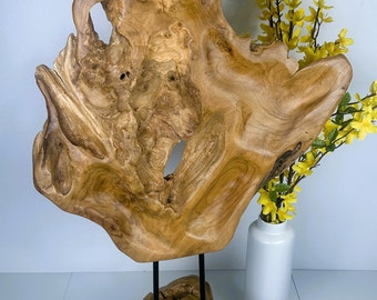 MODERN WOOD SCULPTURE, Fine Art Wood Sculpture, Wood Abstract Sculpture, Organic Wood Sculpture, Standing Wood Sculpture, Bali Sculpture