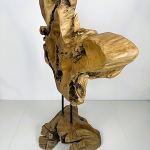 TEAK TABLETOP SCULPTURE, Foreign Wood Carving, Shapeless Wood Carving, Obscure Wood Carving, Live Edge sculpture, Raw Sculpture, Table Art,