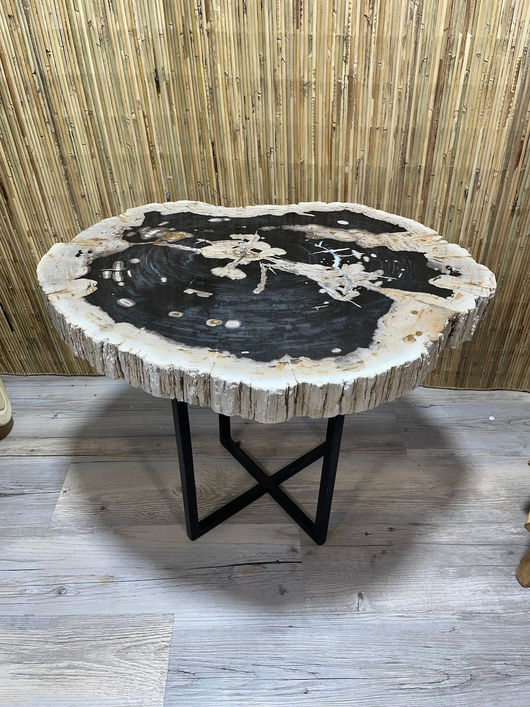 PETRIFIED WOOD SLAB Table, Rare Petrified Wood Slice Table, Stone Side