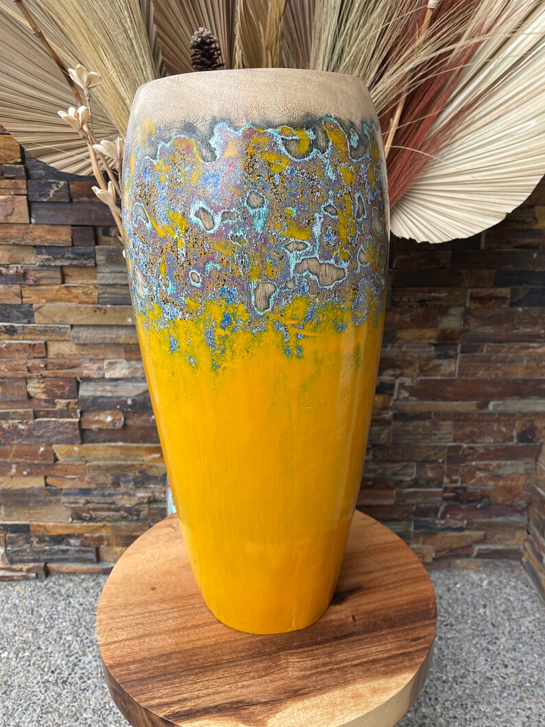 TALL WOOD VASE Entryway Vase Decorative Vases Artistic Etsy