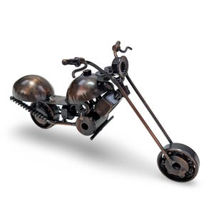 VINTAGE MOTORCYCLE, Upcycled Metal Bike, Metal Motorcycle, Motorcycle Figurine, Bike Art, Motocross Art, Scrap Metal Motorcycle,