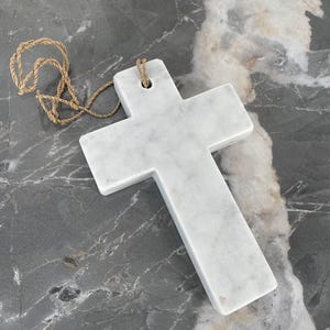 HANGING MARBLE CROSS, Ornamental  Cross, Modern Wall Cross, Home Decor Accents, Boho Cross, Religious Cross, Religious Home Decor, Crucifix
