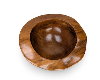 Handmade Teak Wood Bowl: Rustic Live Edge Accent Decor