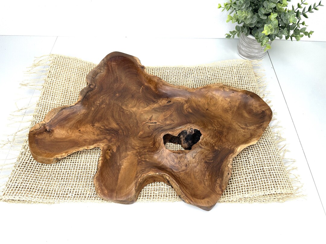 LIVE EDGE PLATTER, Rustic Serving Platter, Large Wood Plate, Live Edge