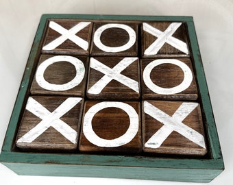 X'S AND O'S Game, Handmade Board Game, Boho Board Game, Rustic Tic Tac Toe