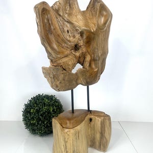 Live Edge Teak Wood Sculpture: Abstract Bali Art (30&quot; Tall)