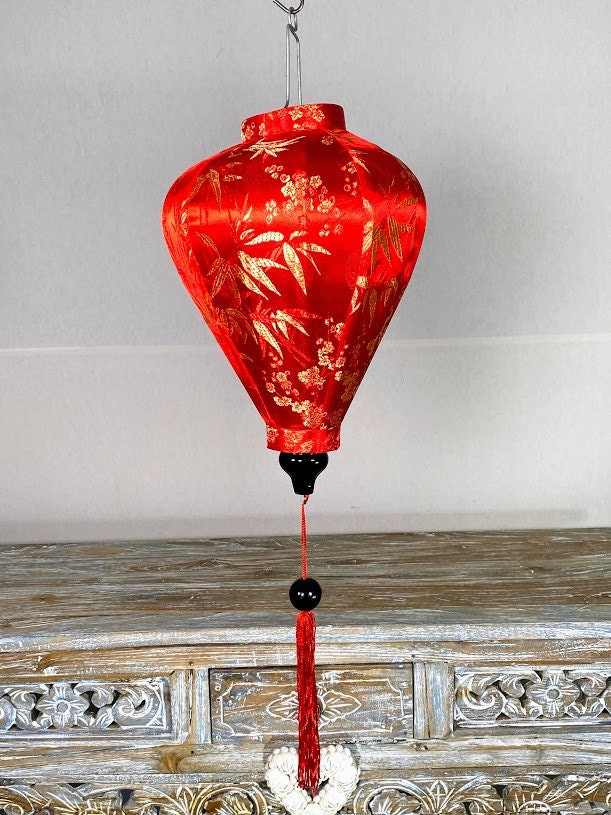 PRETYZOOM Red Fu Lantern Traditional Japanese Lantern Hanging Silk