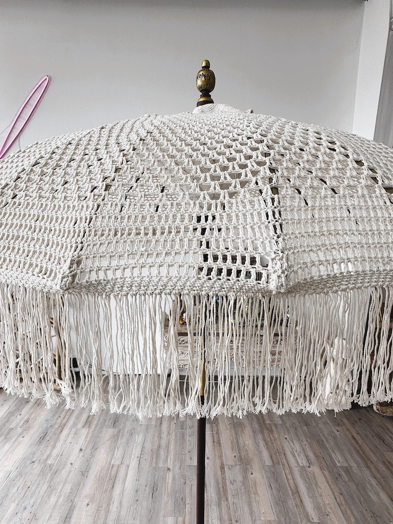 MACRAME UMBRELLAS, Bali Macrame Umbrellas, Patio Umbrellas, Tassel Umbrellas image 10