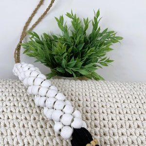 BEADED TASSEL ACCESSORY, Tassel Curtain Tieback, Beaded Boho Tassel, Boho-chic Curtain Tie, Drapery Accessory, White Bead Cluster Tassel