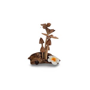 HAND-CARVED MUSHROOM, Mushroom Wood Carving, Wooden Mushrooms Art, Rustic Mushrooms, Decorative Mushroom Statuette, Teak Mushroom Figurine