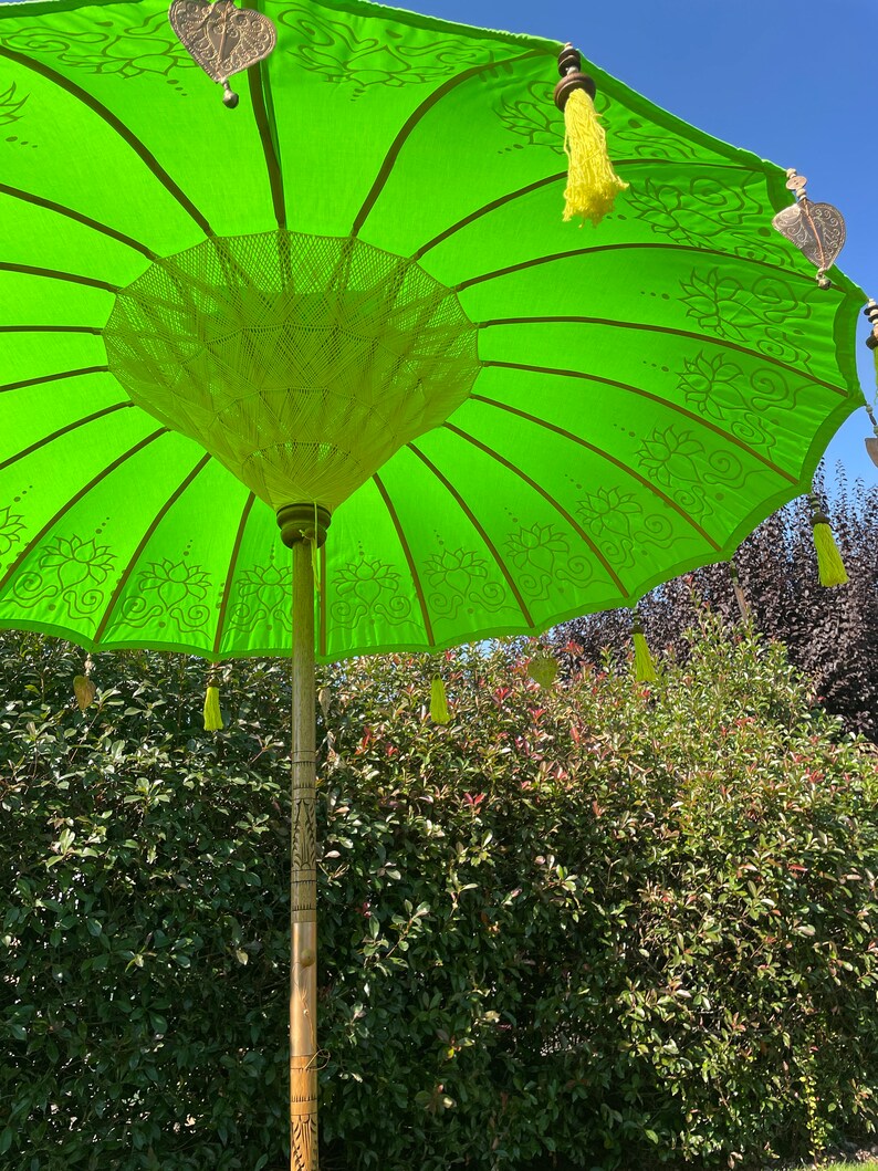 LIME GREEN UMBRELLA Balinese Tassel Umbrella Parasols Etsy