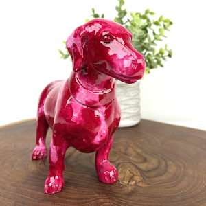 Resin Dachshund Statue: Doxie Dog Lover Garden Decor