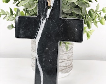 HANGING MARBLE CROSS, Ornamental  Cross, Modern Wall Cross, Home Decor Accents