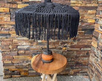 Small Macrame Tabletop Umbrella: Balinese Boho Decor