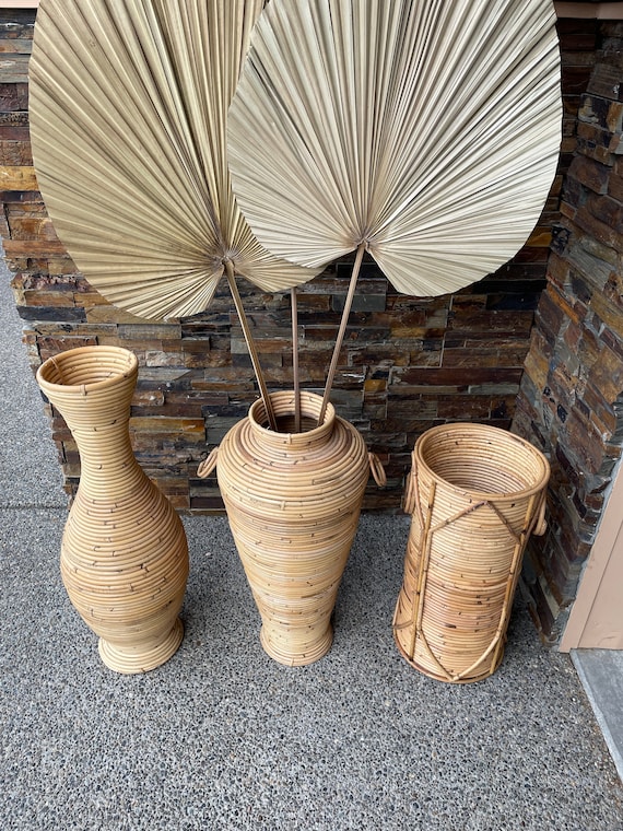 RATTAN FLOOR VASES Bamboo Floor Vases Tall Floor Vases Wood Etsy