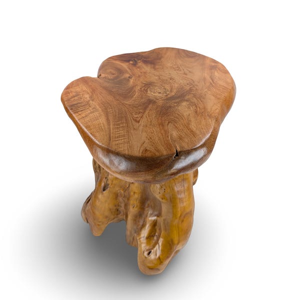 Mesa auxiliar artesanal, mesa auxiliar de teca, mesa auxiliar de madera, mesa auxiliar de teca