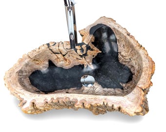 Rustic Petrified Wood Sink, Natural Stone Sink, Live Edge Wash Basin