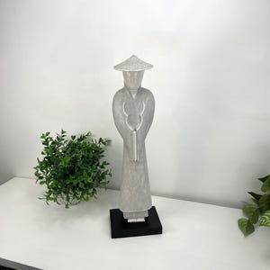 Terracotta Geisha Statue: Modern Asian Sculpture, Distressed Finish